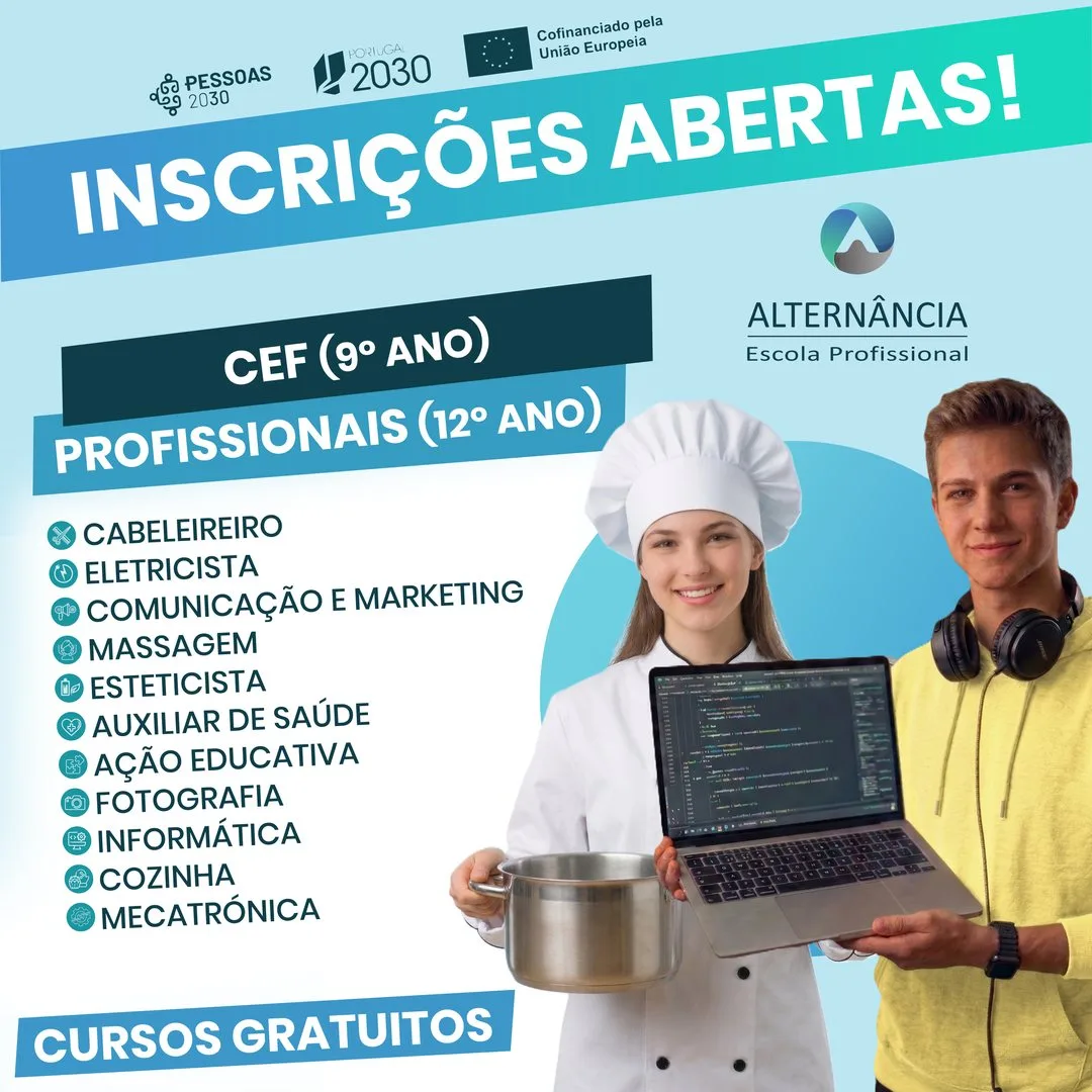 Inscrições Abertas 2026/2027 — Cursos gratuitos na Escola Profissional Alternância
