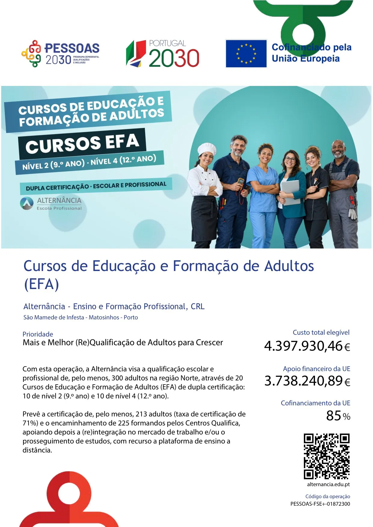 Ficha de Operação PESSOAS-FSE+-01872300 — Cursos de Educação e Formação de Adultos (EFA)